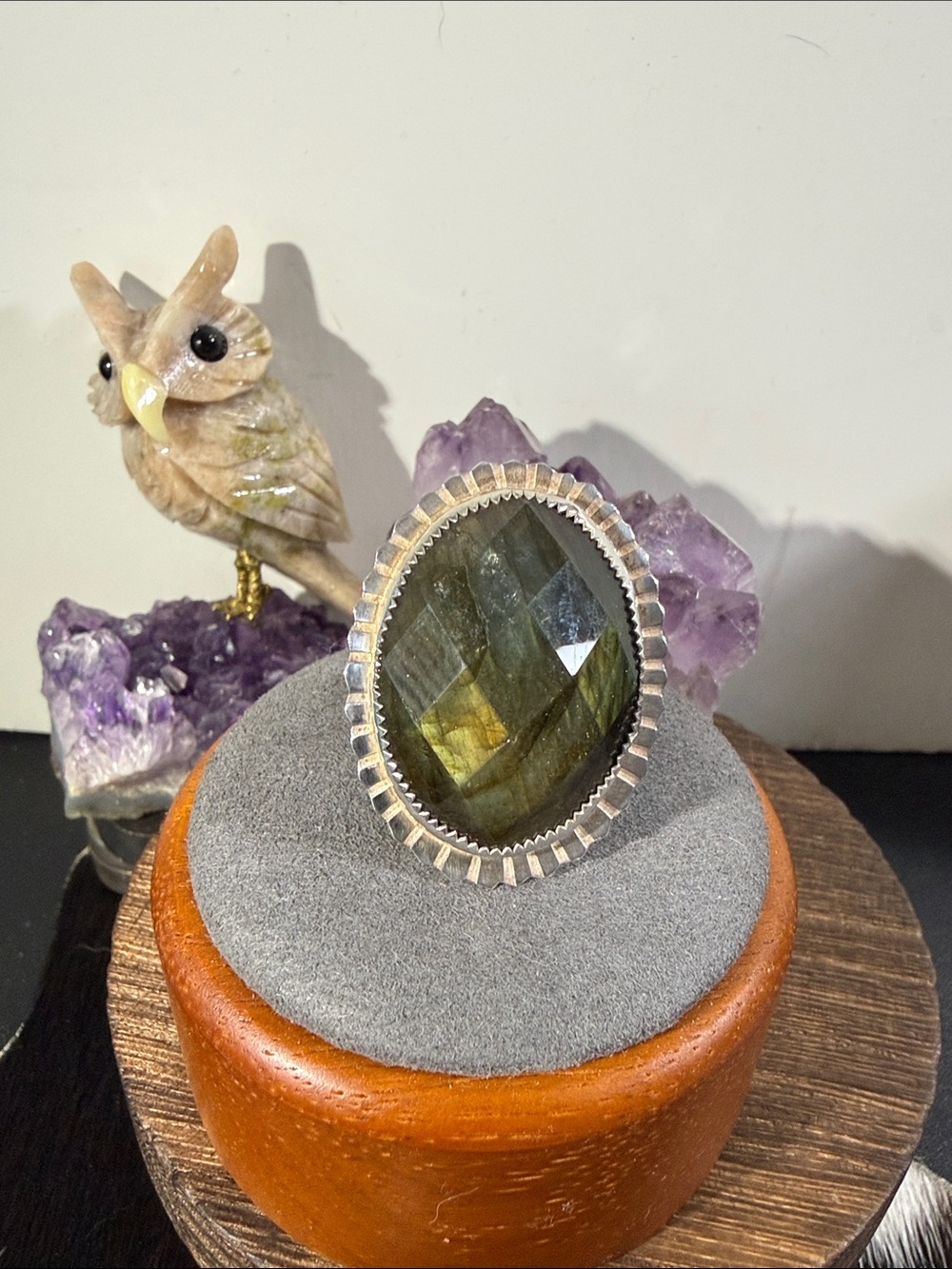 925, Sterling Artist, Hand Made, Hand Signed Vintage Labradorite Statement Ring